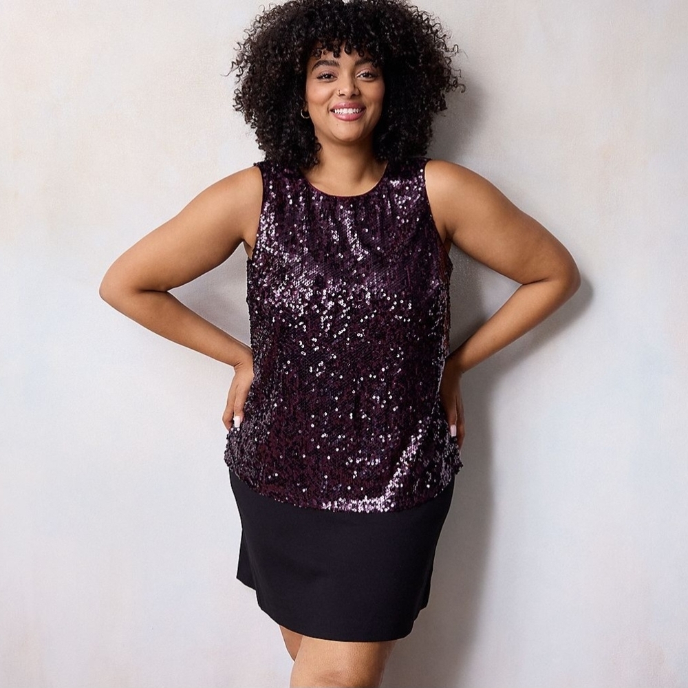LC Lauren Conrad Purple Sequin Sleeveless Top